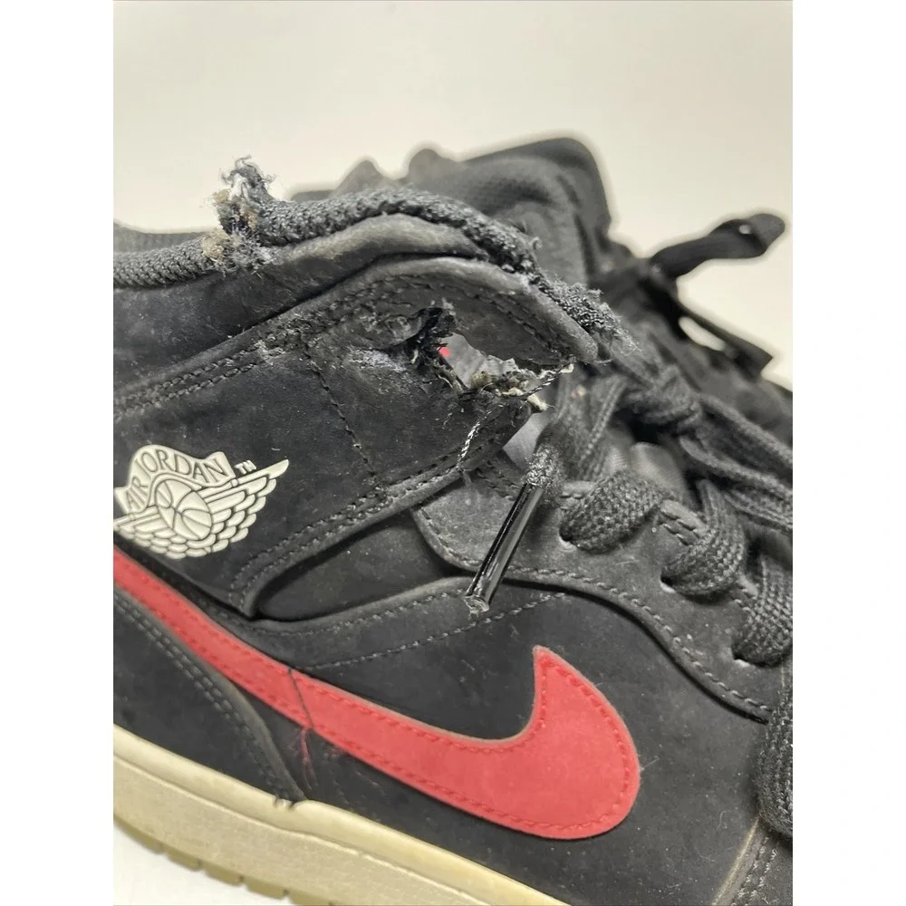 Nike AIR JORDAN 1‎ Mid Multi-Color Swoosh Black Red Blue Mens Shoes Size 8.5